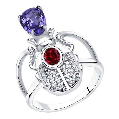 Кольцо женское SOKOLOV из серебра с кристаллами Swarovski и фианитами 94013122 р.18 в Мотиви