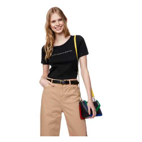 Футболка женская United Colors of Benetton CCC_3GA2E16A2_100 черная XL в Мотиви
