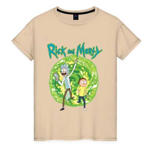 Футболка женская ВсеМайки Rick and Morty in the portal бежевая 4XL в Мотиви